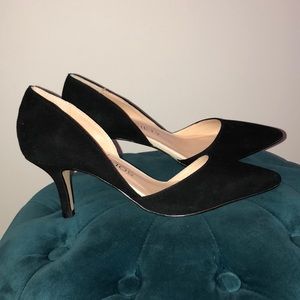 SOLE SOCIETY JENN D’ORSAY BLACK SUEDE HEELS, NEW